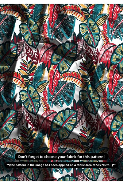 DESENİX قماش طباعة رقمية بنمط أوراق استوائية |   نمط نباتي ملون |   150x100 س...