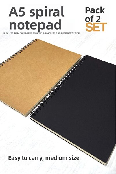 t tuğset etiket A5 Black Kraft Cover Unlined Notebook, A5 Notebook, 60 Sheets(120 Pages)-T1479-