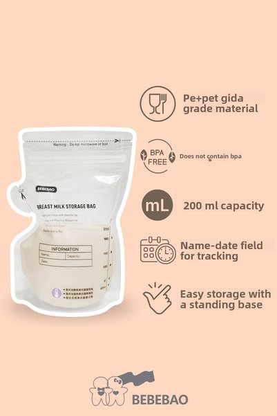 BEBEBAO 200 ml 10 Pack Breast Milk Storage Bags