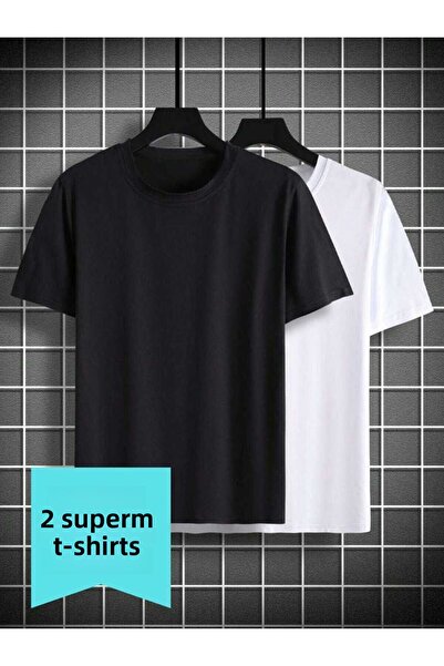 JustBS Ανδρικό Σετ Μπλουζάκια Λευκό-Μαύρο