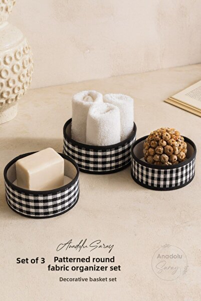 Anadolu Saray مجموعة من 3 قطع من منظم القماش المنقوش، حامل الصابون، حامل المن...