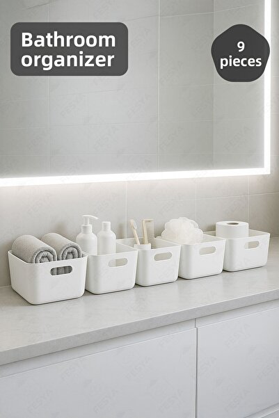 Fesya Home 6 τεμάχια οργάνωσης μπάνιου Λευκό χρώμα Πλαστικό οργανωτή πετσετών πολλαπλών χρήσεων