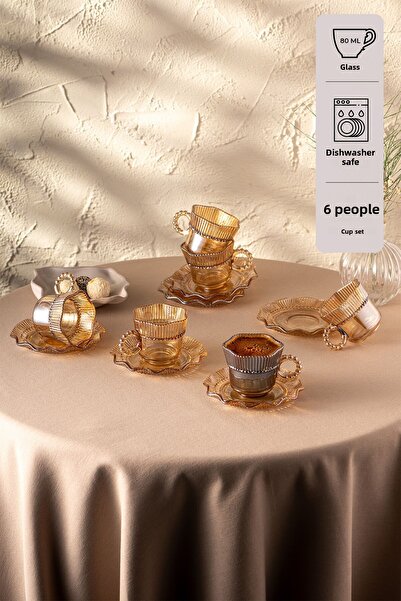 Emsan Hatrı Var Amber 80 ml Set of 6 Coffee Cups