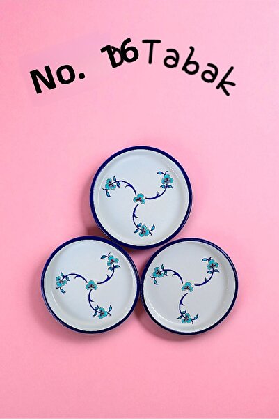 İnci Emaye 16 cm 3 Piece Enamel Plate Single Coffee Plate, Serving Plate Snack Plate, Gift,