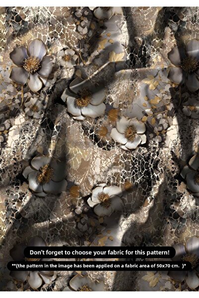 DESENİX قماش طباعة رقمية بنمط زهرة ثلاثية الأبعاد مع تفاصيل ذهبية |   مظهر فا...