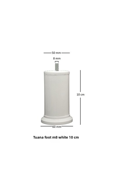 Adilon TUANA AYAK 10cm cu șuruburi M08 Alb