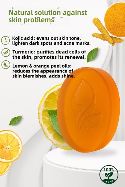 RUDDY SUN Kojic Acid Soap Sun and Spots Natural Anti-Darkening Herbal Soap Vegan