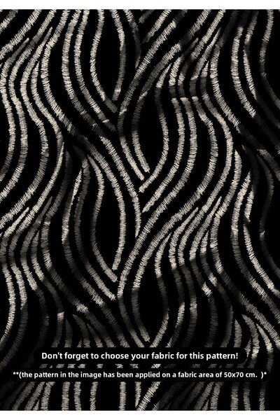 DESENİX قماش طباعة رقمية بمظهر مطرز باللون البيج |   نمط متموج للأرضية السودا...