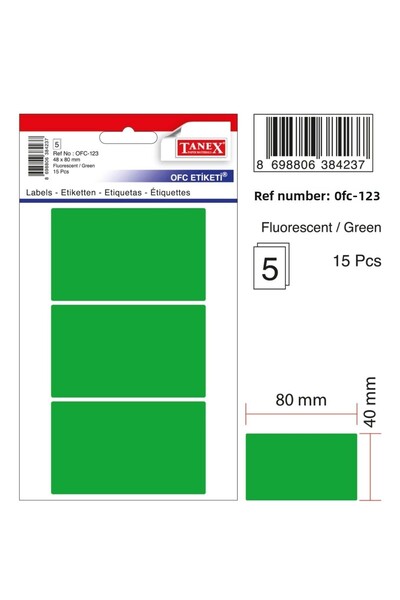 Tanex Etichetă de birou Ofc-123 Flo Green