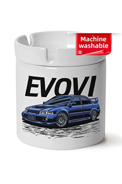 BİBANAPROMOSYON Mitsubishi Evo6 Printed Porcelain Horse-Smashing Ashtray Kl-O...
