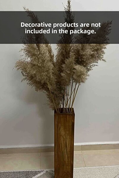 Moola Wooden Decorative Tall Vase Pampas Compatible Handmade Wooden Flower Holder