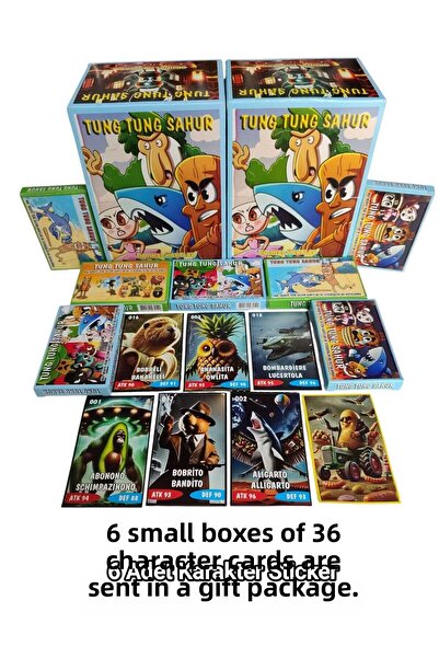 Emrah Gültekin بطاقات لعب تونغ تونغ 6 علب صغيرة |   36 بطاقة شخصية + ملصق + ح...