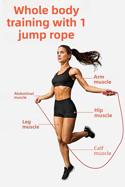 Telvesse Basic Jump Rope Length Adjustable Jumping Tab Rope Jump Rope Red 515