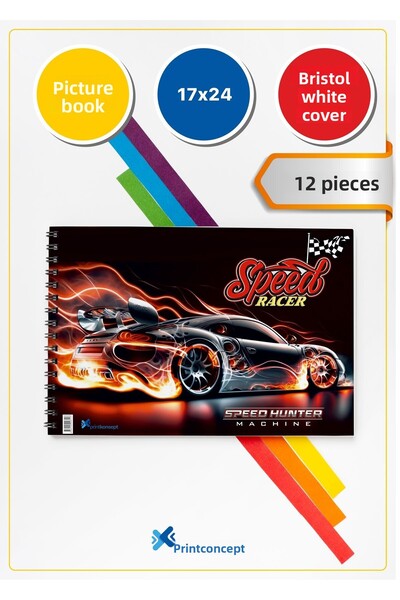 printkonsept 12 لوحة رسم صغيرة، لوحة رسم حلزونية، 15 ورقة حلزونية، حجم لوحة ا...