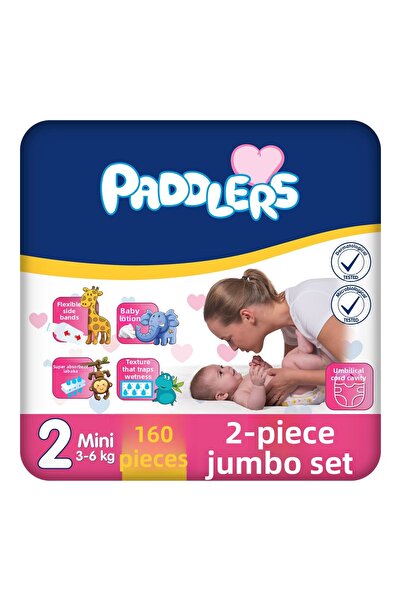 Paddlers Baby Diaper Size 2 Mini 160 Pieces (3-6 kg) Jumbo Set of 2
