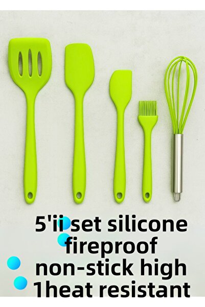 BRE HOME Silicone 5-Piece Kitchen Utensil Set – Whisk, Spatula, Brush |   Fireproof Non-Stick |   Heat Resistant