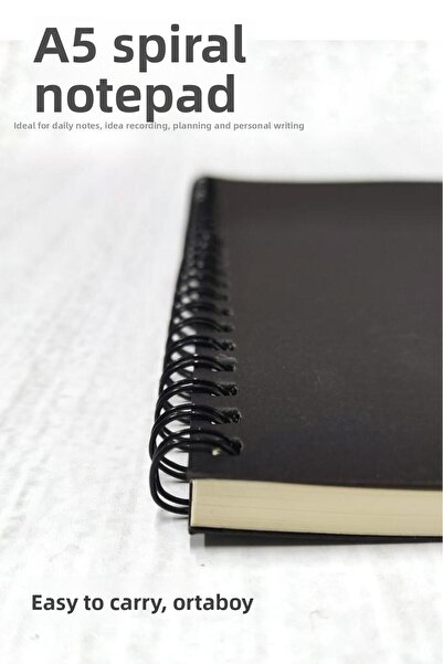 t tuğset etiket A5 Black Kraft Cover Unlined Notebook, A5 Notebook, 60 Sheets(120 Pages)-T1479-