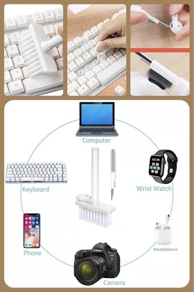 Pisicik Keyboard Computer Headset Cleaning Tools Key Puller Set 5 in 1 Cleaning Brush Set