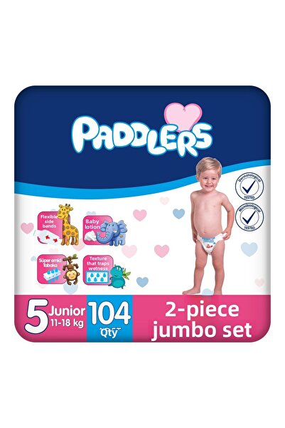 Paddlers Baby Diaper Size 5 Junior 104 Pieces (11-18 kg) 2-Piece Jumbo Set