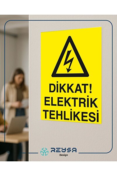 Reysa Tasarım Caution Electric Hazard 21X35 Back Adhesive Sticker