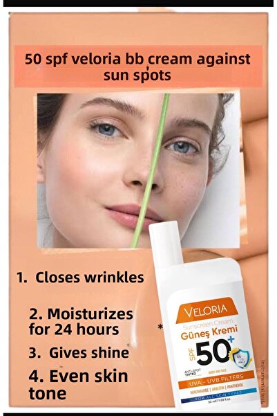 Veloria Cosmetics معادل لون البشرة، حماية عالية، عامل حماية من الشمس 50، تركي...