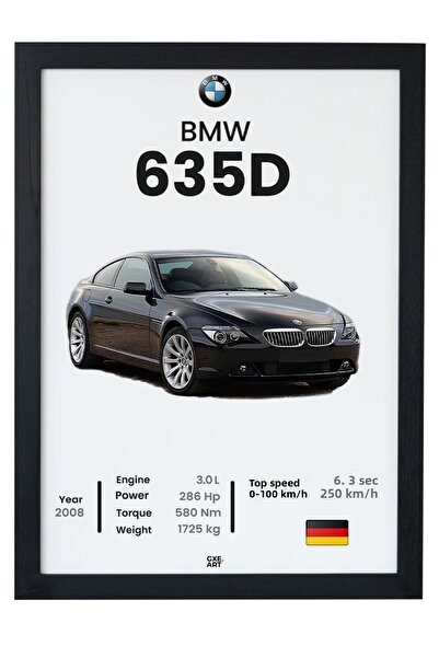 gxe.art Pictură poster cu cadru negru Bmw 635D Design