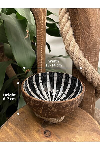 Coconut Products Zebra Design Coconut Bowl and Bowl Coaster - Coconut Bowl - Bowl Bowl - Snack Bowl