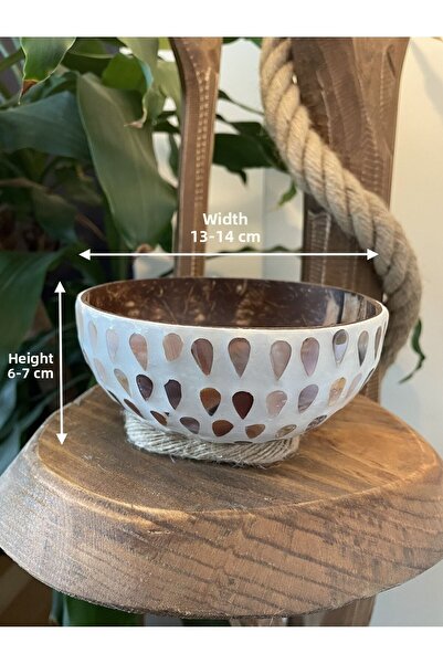 Coconut Products 2 Pieces of Mother of Pearl Coated Handmade Coconut Bowl and Bowl Pad - Coconut Bowl - Snack Bowl