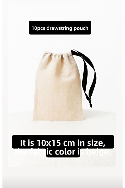 ALASEREN Tight Raw Cloth Natural Beige Color 10×15 cm 10 Pieces Cloth Bag - W...