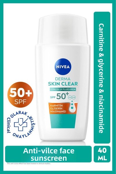 NIVEA Spf50+ Derma Skin Clear Anti-Acne Sunscreen Face Cream 40ml, Mattifying...