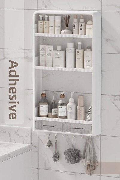 CMT Raft adeziv pentru perete, raft pentru baie, raft pentru dus, raft pentru bucatarie Suport pentru prosoape, sapun, crema, suport pentru sampon