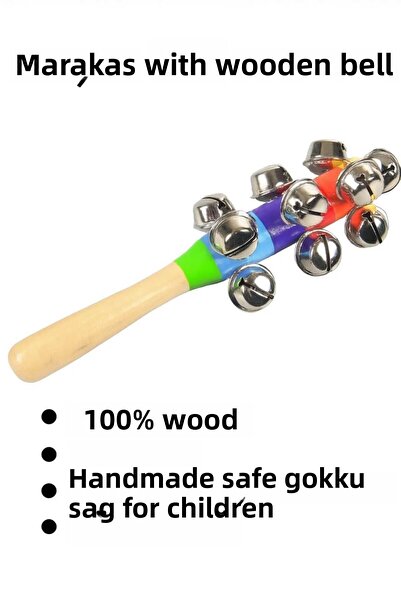 OYUNKAFASI Wooden Bell Maracas – Colorful Rhythm Stick Children's Musical Toy