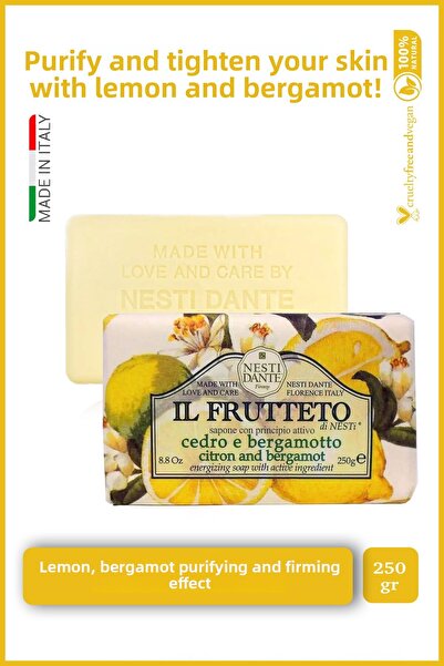 Nesti Dante صابون إل فروتيتو الصلب بالليمون والبرغموت ٢٥٠ غرام | تقشير وشد ال...