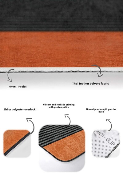 Realhomes Orange Colored Black Striped Cat Designed 2-Piece Non-Slip Base Washable Bath Mat Set