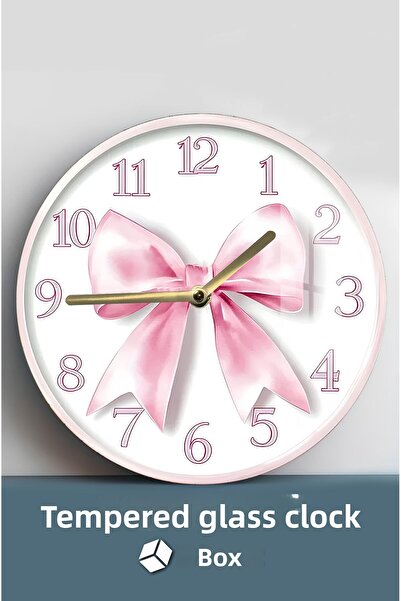 kutuTR Pink Bow Themed Tempered Glass Watch – 33X33 cm Csdw309