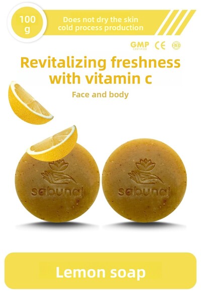 sabunal صابون الليمون 2 قطعة - صابون البشرة المتوازن للدهون مع فيتامين C