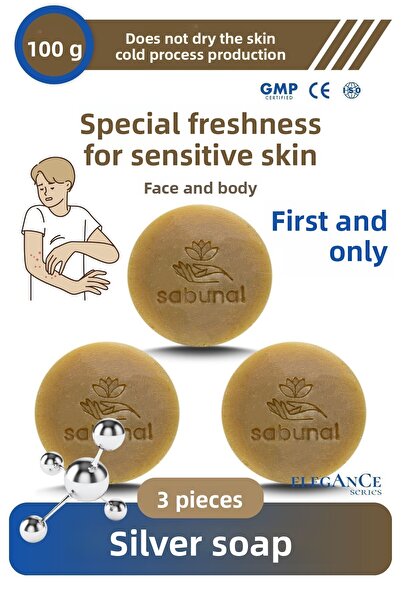 sabunal صابون الفضة 3 قطع - صابون منعش ومرطب خاص للبشرة الحساسة