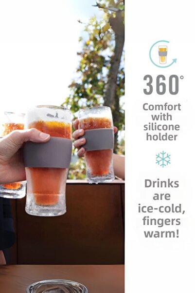 ERKUGO Cold Holder Gel Cup - Double Wall, Freezable Beer, Soft Drink, Cocktail Cup