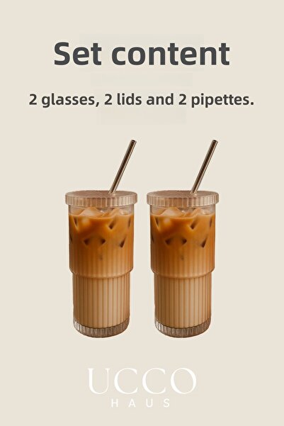 UCCO XL 600 ml Crystal Hard Plastic Glass with Straw Pinterest Cup | Coffee Lemonade Cocktail Presentation Cup