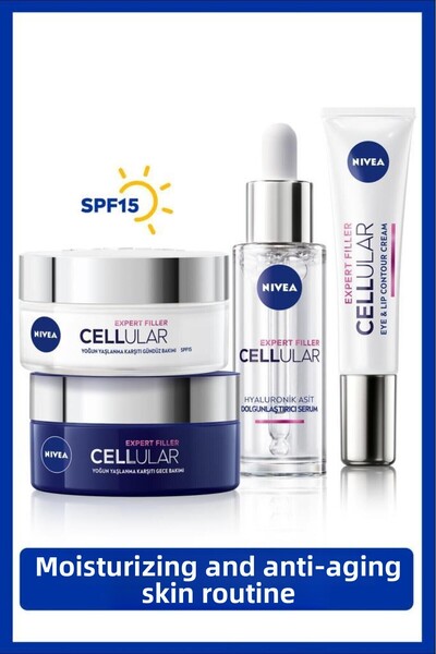 NIVEA Cellular Expert Filler Serum 30ml, Anti-Aging Day Cream 50ml, Night Cre...