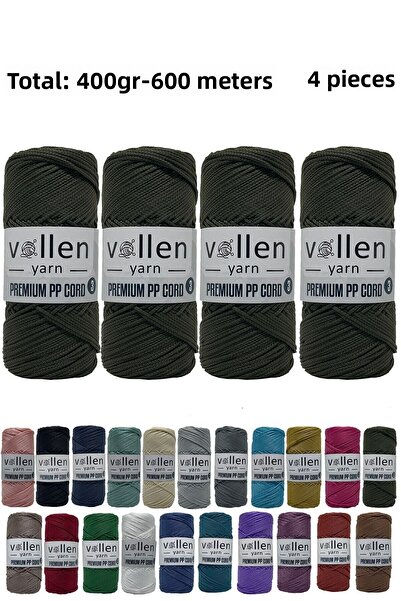 vollen yarn 600m Polyester Macrame Rope, Bracelet Rope, Bag Rope, Bracelet Rope, Macrame, Army Green 1.5mm-400gr