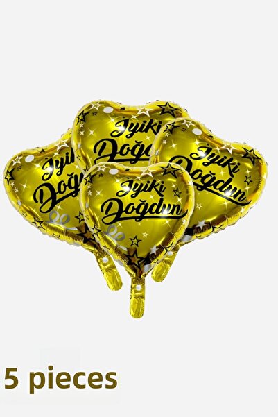 Baloncu Nene بالون ذهبي من رقائق الفويل على شكل قلب من Gold Happy Birthday، 5...