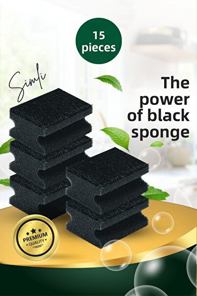 grimorlife 15 Pieces of Corrugated Black Glitter Dish Sponge – Durable Pinterest Cleaning Sponge Set with Special Texture