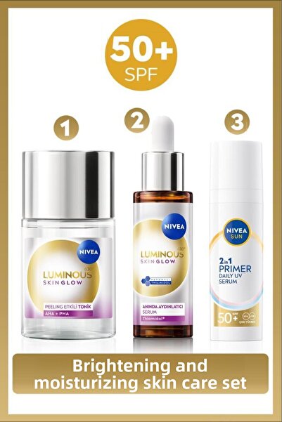 NIVEA قاعدة مكياج مرطبة بعامل حماية من الشمس SPF50 من SUN، 30 مل، ومصل Lumino...