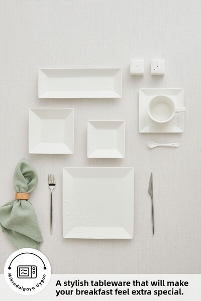 Karaca Set de mic dejun Forever Bone Trend Emboss 32 piese pentru 6 persoane