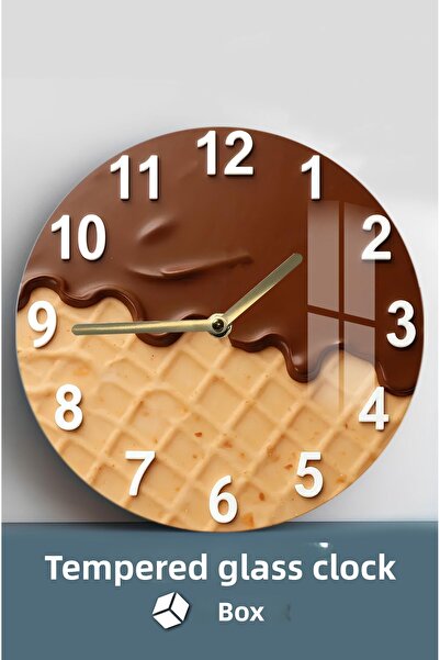 kutuTR ساعة Sweet Starts ساعة من الزجاج المقوى بتصميم ثلاثي الأبعاد - 33 سم CSDW338