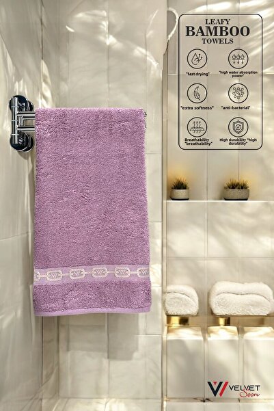 jn junenext Antibacterial & Highly Absorbent Bamboo Hand and Face Towel Set - 50X90 cm Patterned