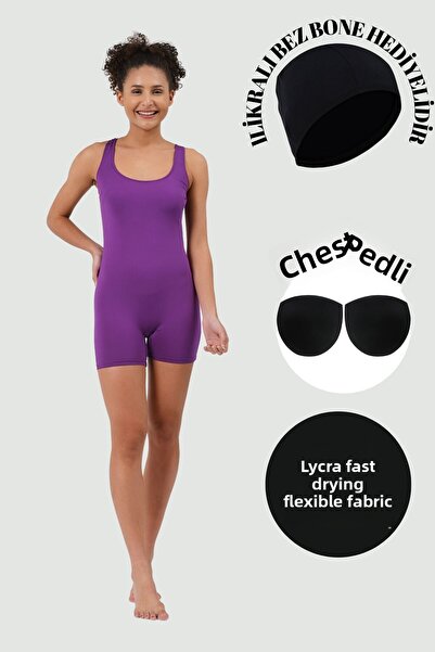 myfirstsea Swimmer Swimsuit Women's Solid Color with Cuffed Shorts