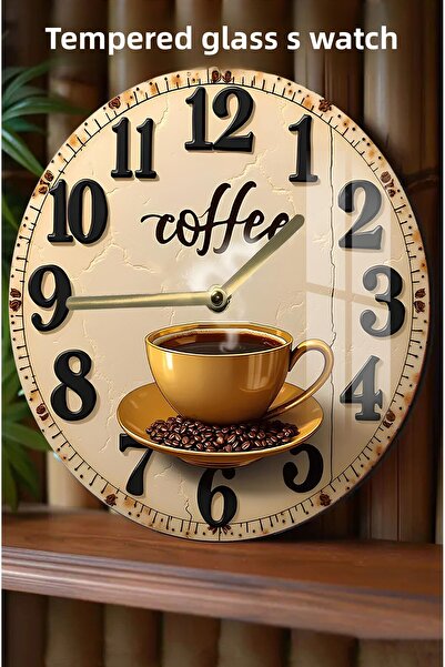 kutuTR Stylish Design 3D Look Tempered Glass Watch Special for Coffee Lovers – 33 cm Csdw028