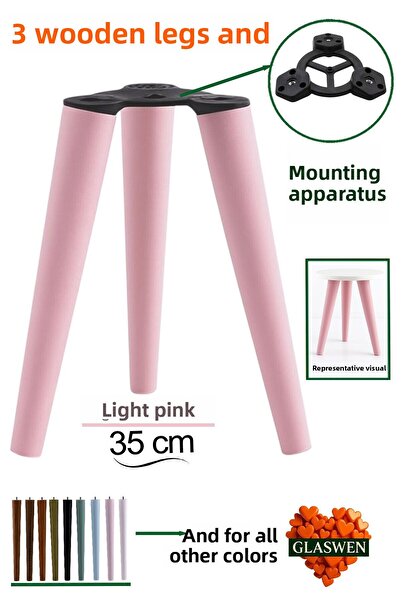 GLASWEN 3 bucăți picioare din lemn 35 cm roz deschis cu șuruburi M8 accesorii...